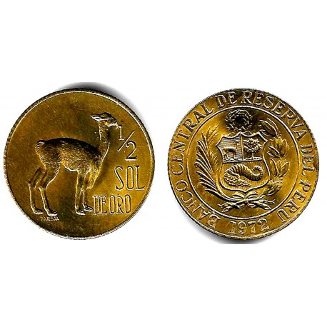 (247) Perú. 1972. ½ Sol de Oro (EBC+) Exceso de Metal