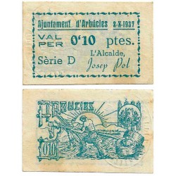 Arbucies. 1937. 10 Céntimos (MBC+)