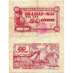 Vilassar de Mar. 1937. 50 Céntimos (BC+)