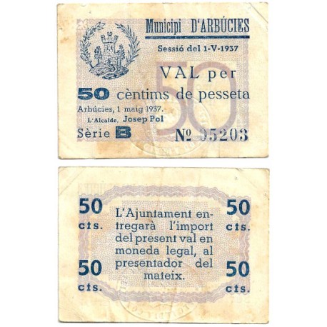 Arbúcies. 1937. 50 Céntimos (MBC)