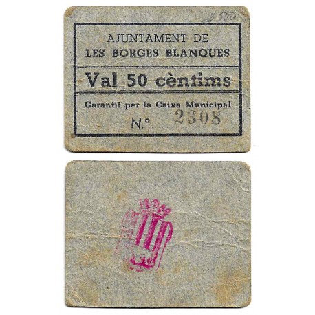 Borges Blanques. 1937. 50 Céntimos (MBC)
