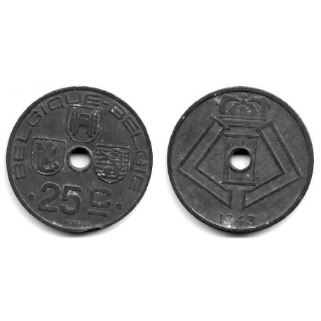 (131) Bélgica. 1943. 25 Centimes (MBC)