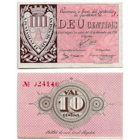 Baix Montseny. 1937. 10 Céntimos (MBC+)