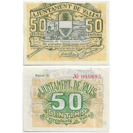 Valls. 1937. 50 Céntimos (SC-)