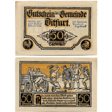 Ditfurt (Sajonia-Anhalt). 1921. 50 Pfennig (EBC+)