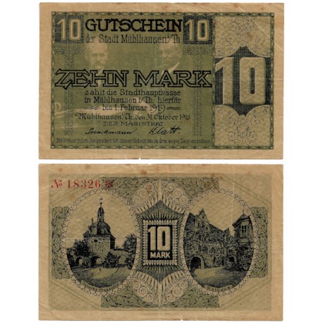 Mühlhausen (Turingia). 1919. 10 Mark (MBC-)