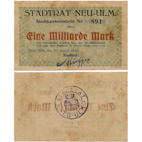 Neu-Ulm. 1923. 1 Milliarden Mark (MBC)