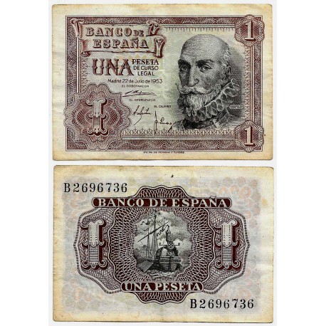 Estado Español. 1953. 1 Peseta (BC+) Serie B