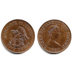 (55) Jersey. 1990. 2 Pence (EBC)