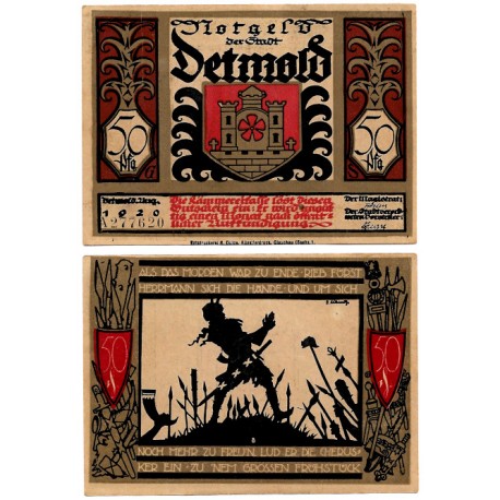 Detmold (Renania del Norte). 1920. 50 Pfennig (EBC+)