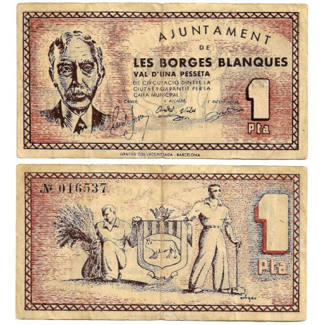 Borges Blanques. 1937. 1 Peseta (MBC/MBC-)