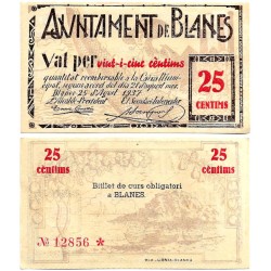 Blanes. 1937. 25 Céntimos (EBC+)