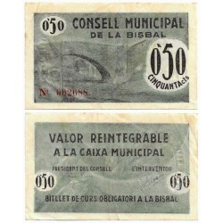 La Bisbal. 1937. 50 Céntimos (EBC-/EBC)