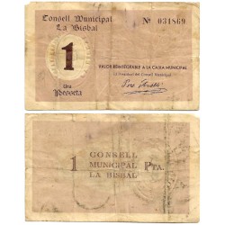La Bisbal. 1937. 1 Peseta (BC+) Roturas
