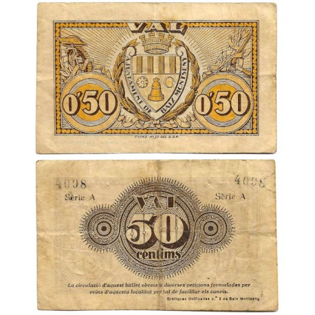 Baix Montseny. 1937. 50 Céntimos (MBC/MBC-)