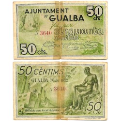 Gualba. 1937. 50 Céntimos (BC) Roto, con adhesivo