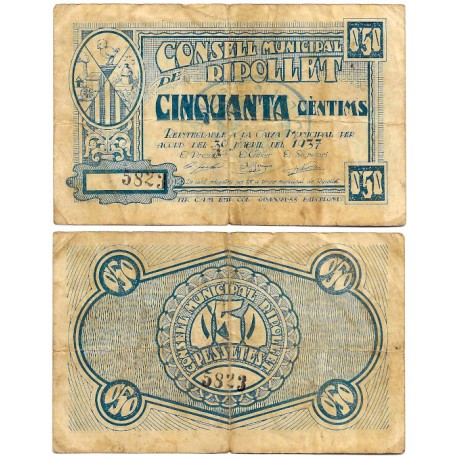 Ripollet. 1937. 50 Céntimos (BC+/BC)