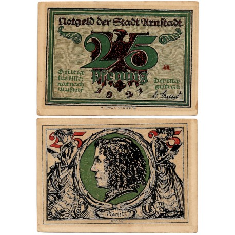 Arnstadt (Turingia). 1921. 25 Pfennig (EBC)