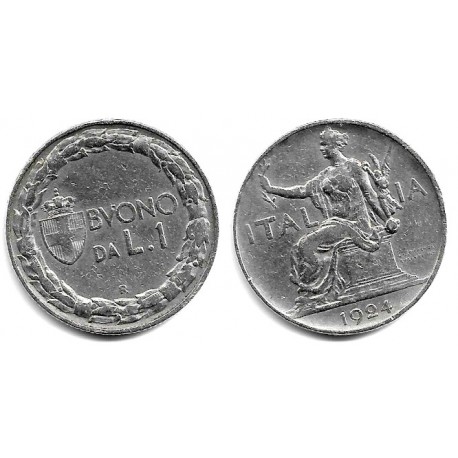 (62) Italia. 1924. 1 Lira (BC+)