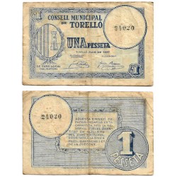 Torelló. 1937. 1 Peseta (BC+/BC)