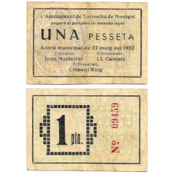 Torroella de Montgrí. 1937. 1 Peseta (MBC/MBC-)