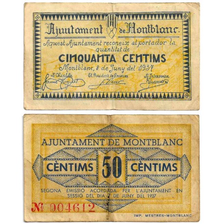 Montblanc. 1937. 50 Céntimos (MBC-)