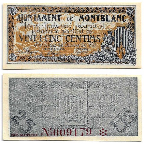 Montblanc. 1937. 25 Céntimos (EBC+)