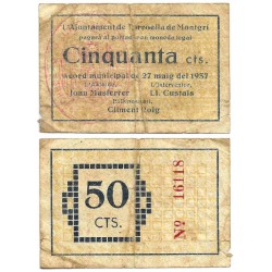 Torroella de Montgrí. 1937. 50 Céntimos (BC) Leve rotura margen izquierdo