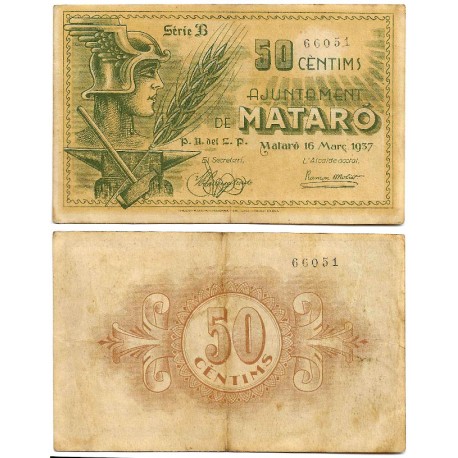 Mataró. 1937. 50 Céntimos (MBC/MBC-)