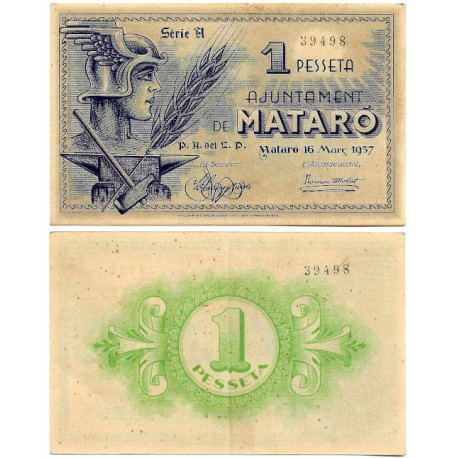 Mataró. 1937. 1 Peseta (EBC)