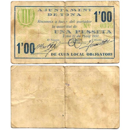 Tona. 1937. 1 Peseta (BC+/BC)