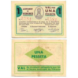 Vidreres. 1937. 1 Peseta (EBC-/MBC+)