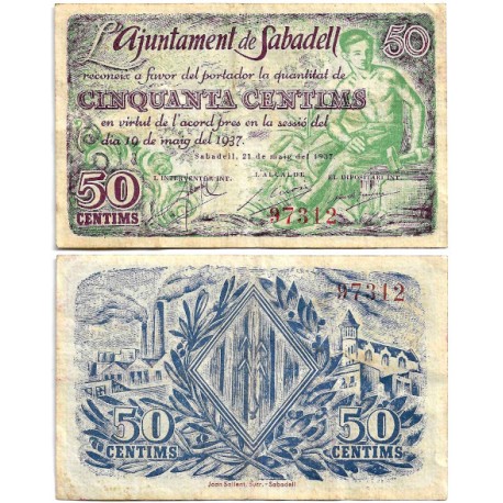 Sabadell. 1937. 50 Céntimos (MBC+)