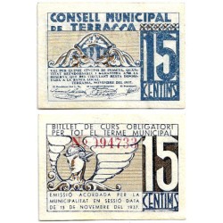 Terrassa. 1937. 15 Céntimos (EBC+)