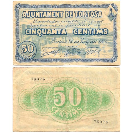 Tortosa. 1937. 50 Céntimos (MBC/MBC+)