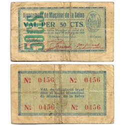 Maçanet de la Selva. 1937. 50 Céntimos (BC/BC+)