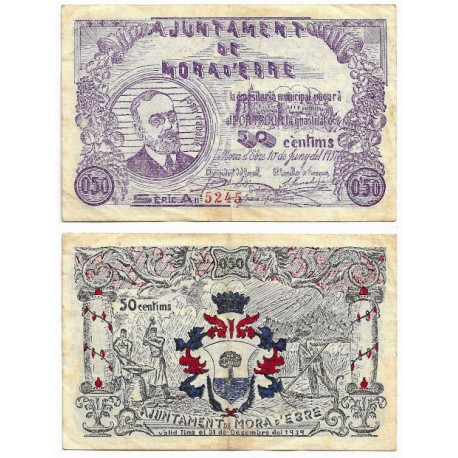 Mora d,Ebre. 1937. 50 Céntimos (MBC/MBC+)