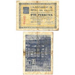 Ripoll del Vallès. 1937. 25 Céntimos (BC) Roturas