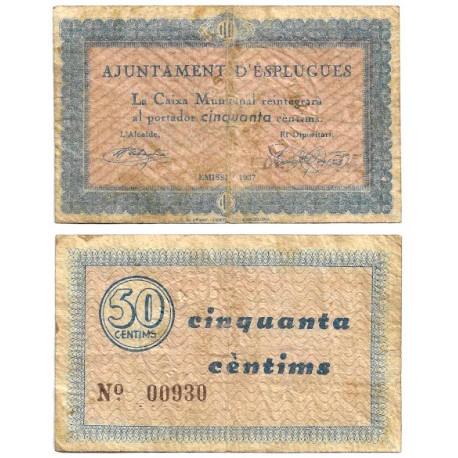 Esplugues. 1937. 50 Céntimos (BC)