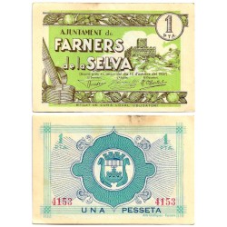 Farners de la Selva. 1937. 1 Peseta (EBC/EBC+)
