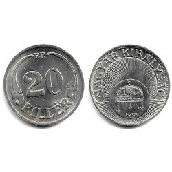 (508) Hungría. 1938. 20 Filler (EBC)