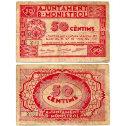 Monistrol. 1937. 50 Céntimos (BC) Leves roturas en márgenes