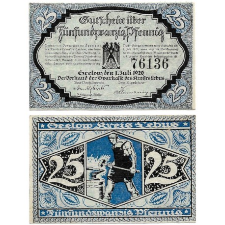 Seelow (Brandeburg). 1920. 25 Pfennig (EBC)