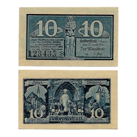 Halberstadt (Sajonia-Anhalt). 1921. 10 Pfennig (EBC+)
