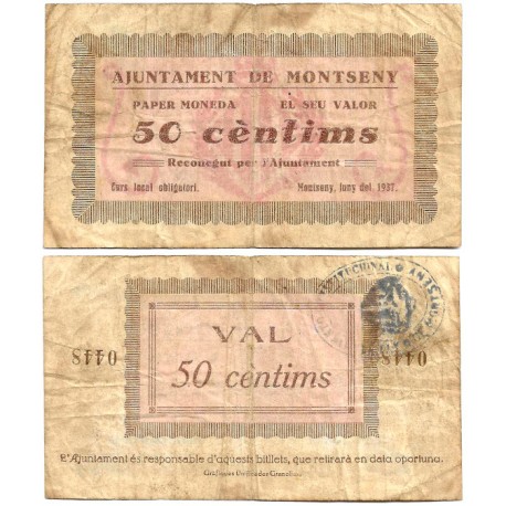 Montseny. 1937. 50 Céntimos (BC)