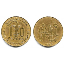(10) Estados África Oeste. 1989. 10 Francs (MBC+)