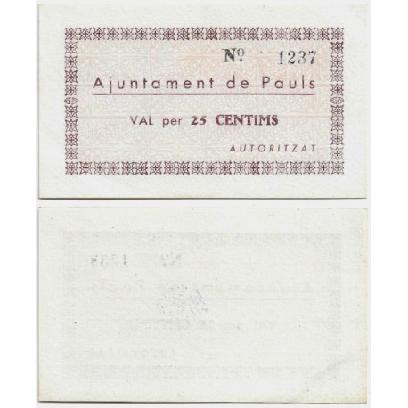 Pauls. 1937. 25 Céntimos (EBC+)