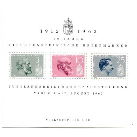 Liechtenstein. 1962. Hoja Conmemorativa (Nuevo) Aniversario del Sello