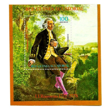 Guinea Ecuatorial. Sin Fecha. Hoja Conmemorativa (Nuevo) J.J. Rousseau