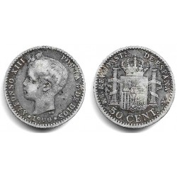 Alfonso XIII. 1900*(0-0). 50 Céntimos (BC) (Plata) Ceca de Madrid SM-V